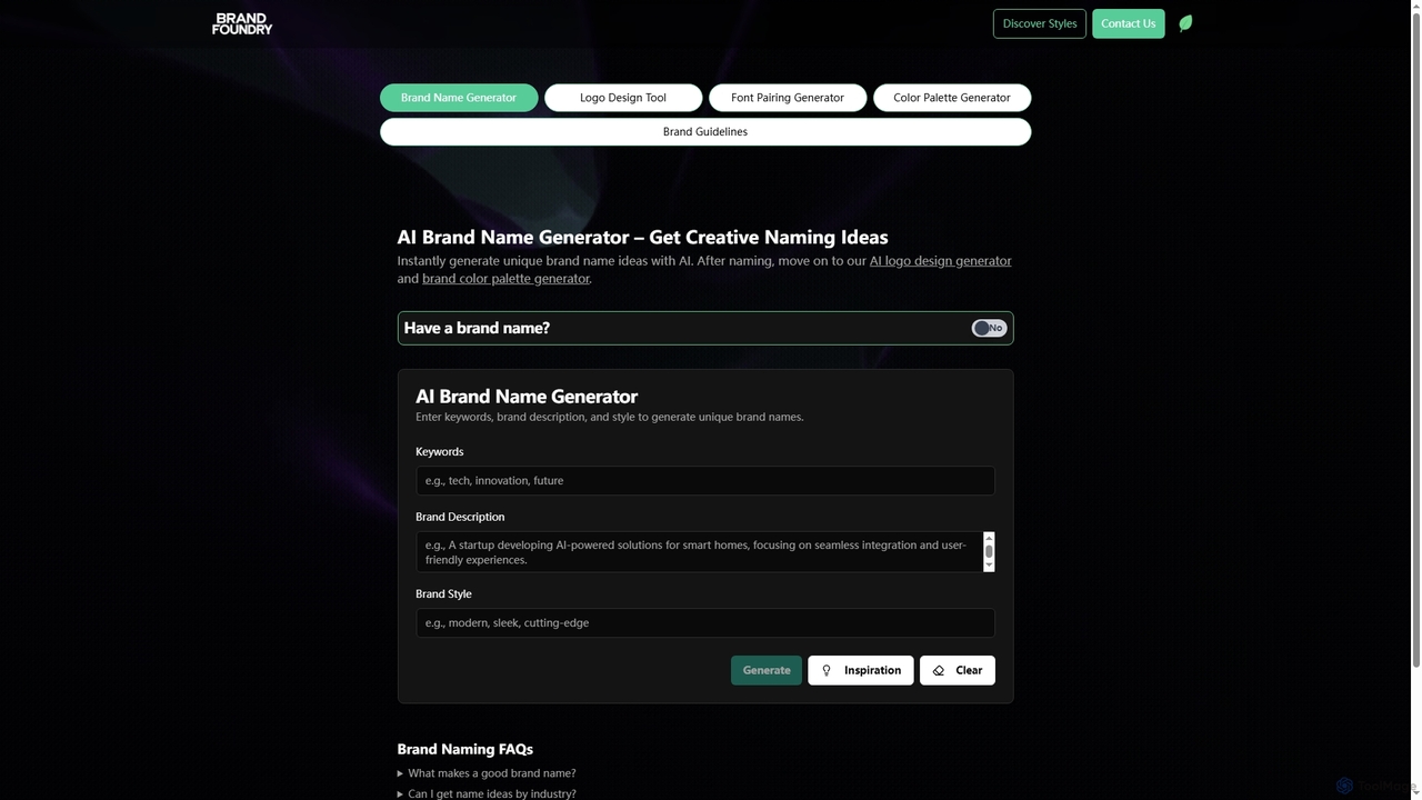 Brand Foundry by ByteMint — Brand Name Generator for Mybrandfoundry