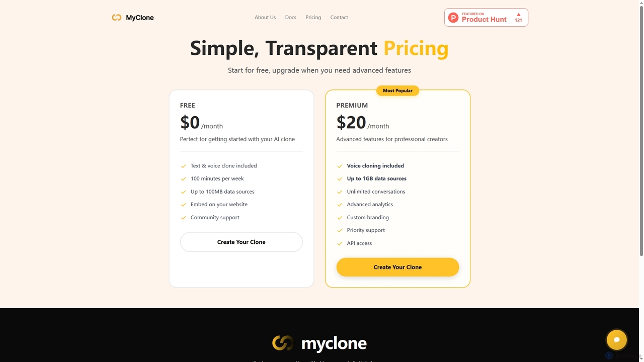 Pricing - MyClone for Myclone