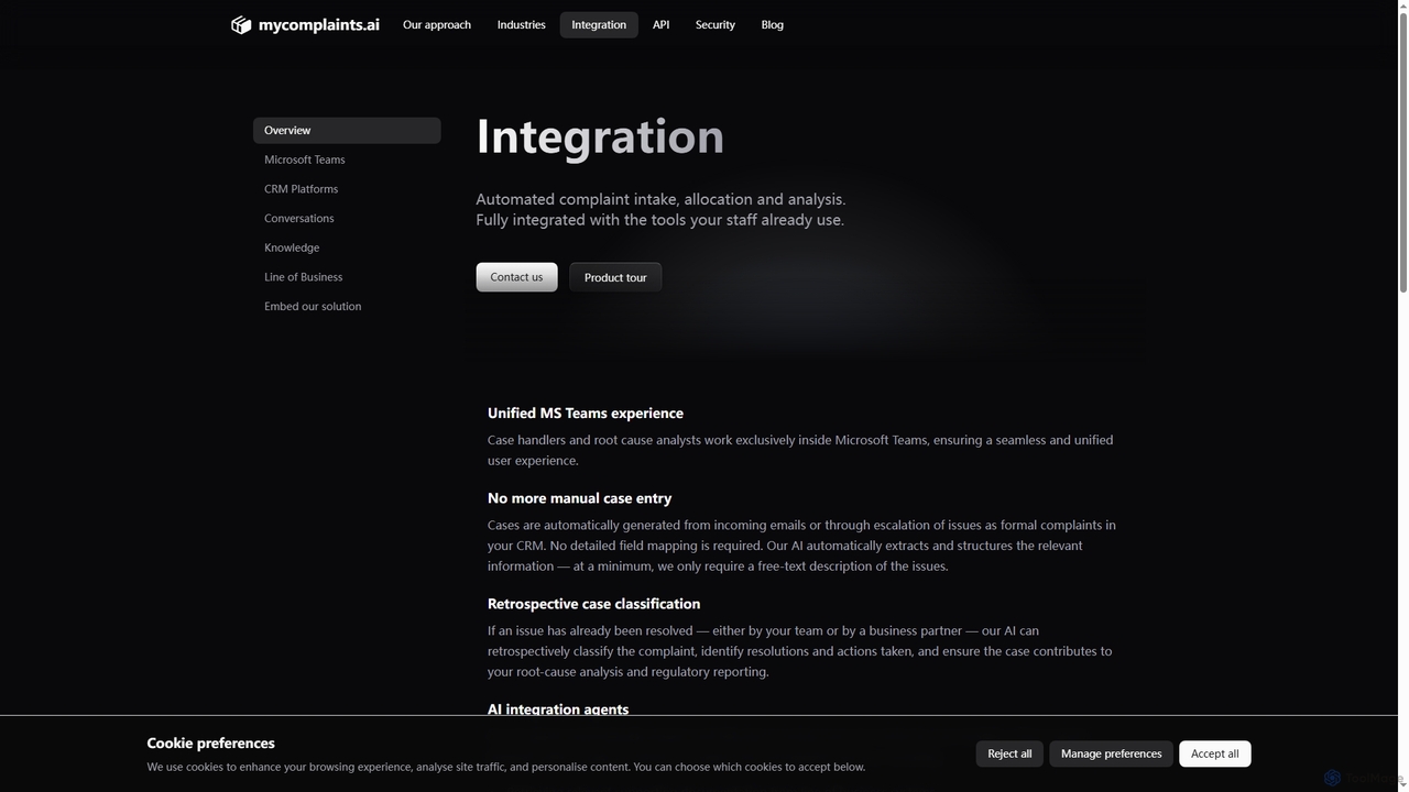 Integration overview | mycomplaints.ai for Mycomplaints