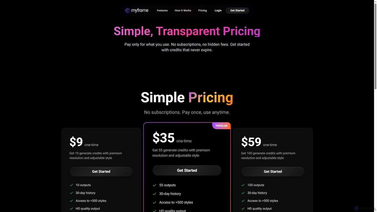 Pricing - MyFrame for Myframe