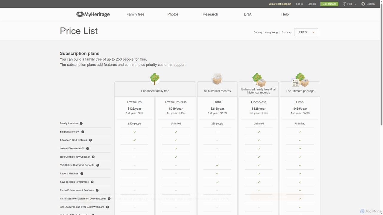 Subscription pricing - MyHeritage - MyHeritage for MyHeritage