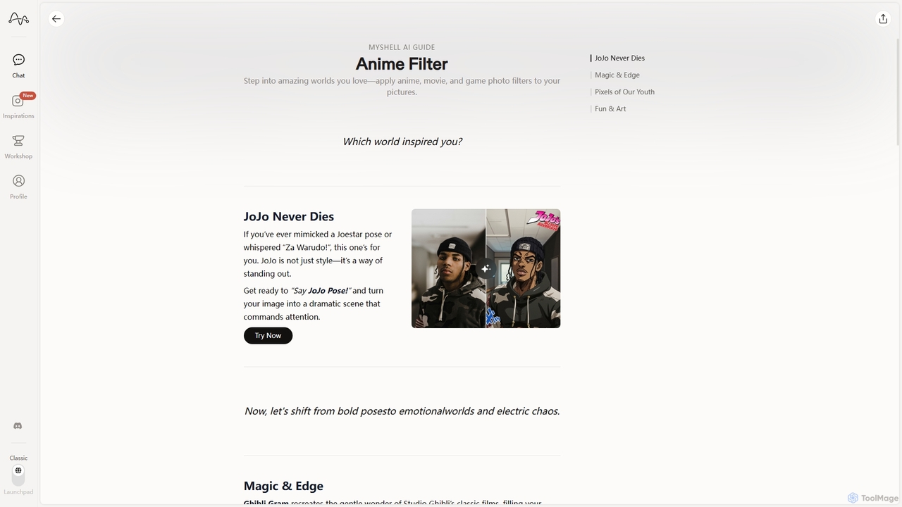 Anime Filter Magic: Transform Photos into Iconic Styles Instantly for MyShell AI