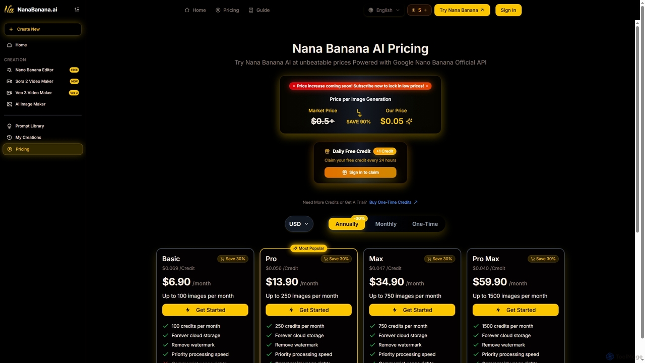Pricing | Nana Banana: Google Nana Banana AI Image Editor for Nana Banana