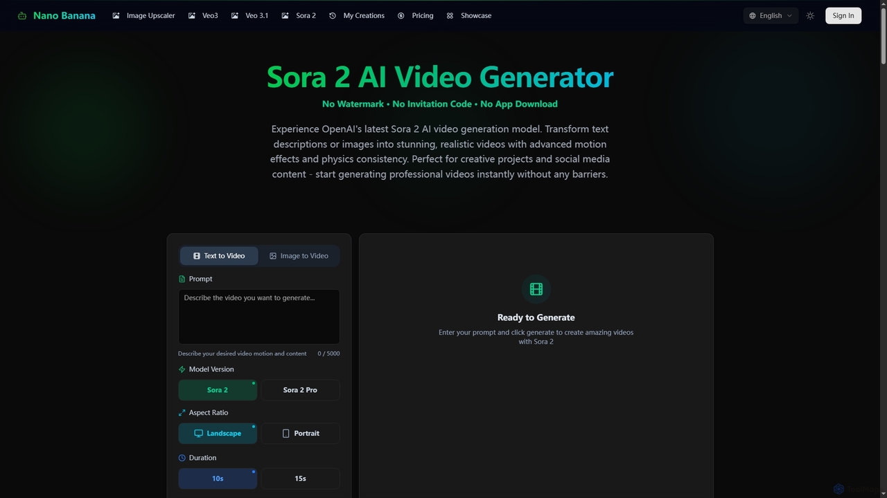 Sora 2 AI Video Generator - No Watermark, No Invitation Code for Nano Banana