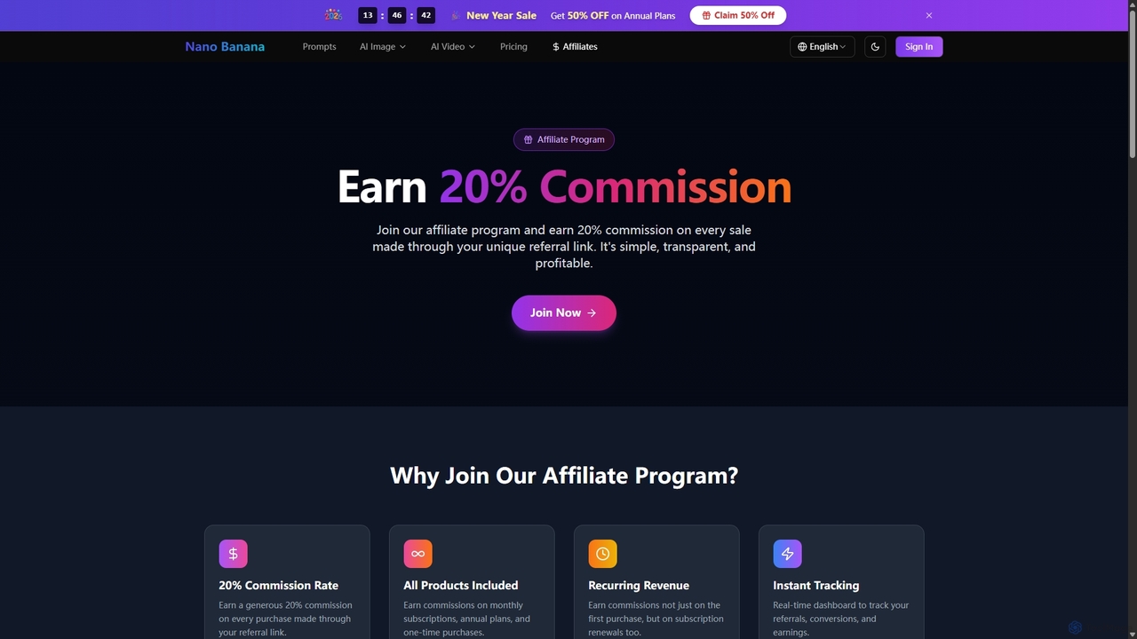 Affiliate Program - Earn 20% Commission | Nano Banana for Nano Banana