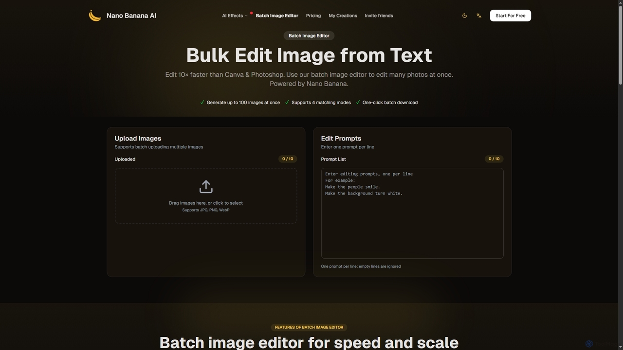 Batch Image Editor — Bulk Edit Images from Text | Nano Banana AI for Nano Banana