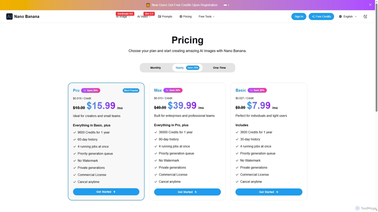 Pricing Plans | Nano Banana - Flexible AI Image Editing Plans for Nano Banana