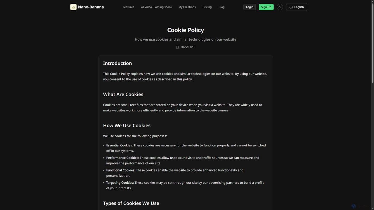 Cookie Policy | Nano-Banana: Online AI Image Editor for Nano-Banana