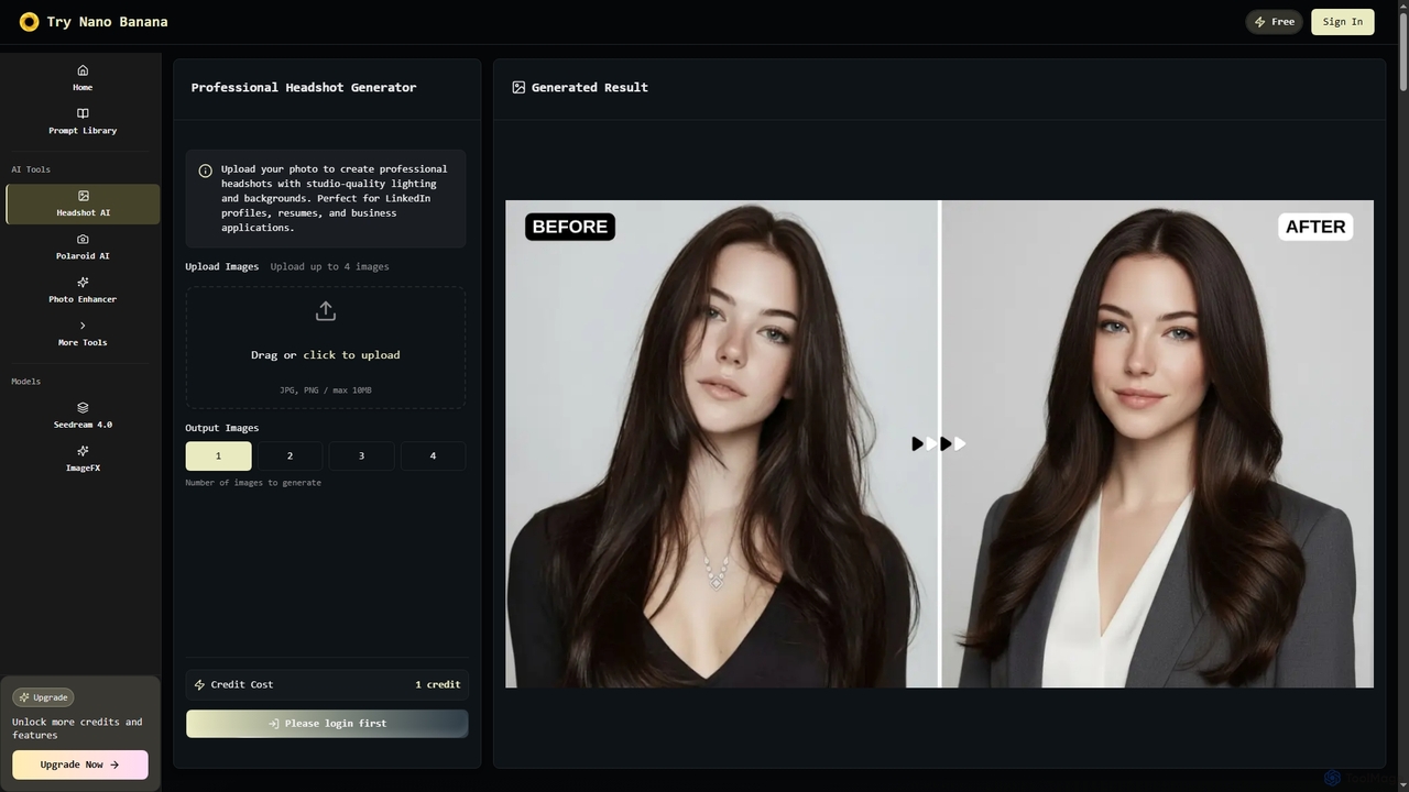 Professional Headshot Generator | AI Studio-Quality Photos for Nano Banana