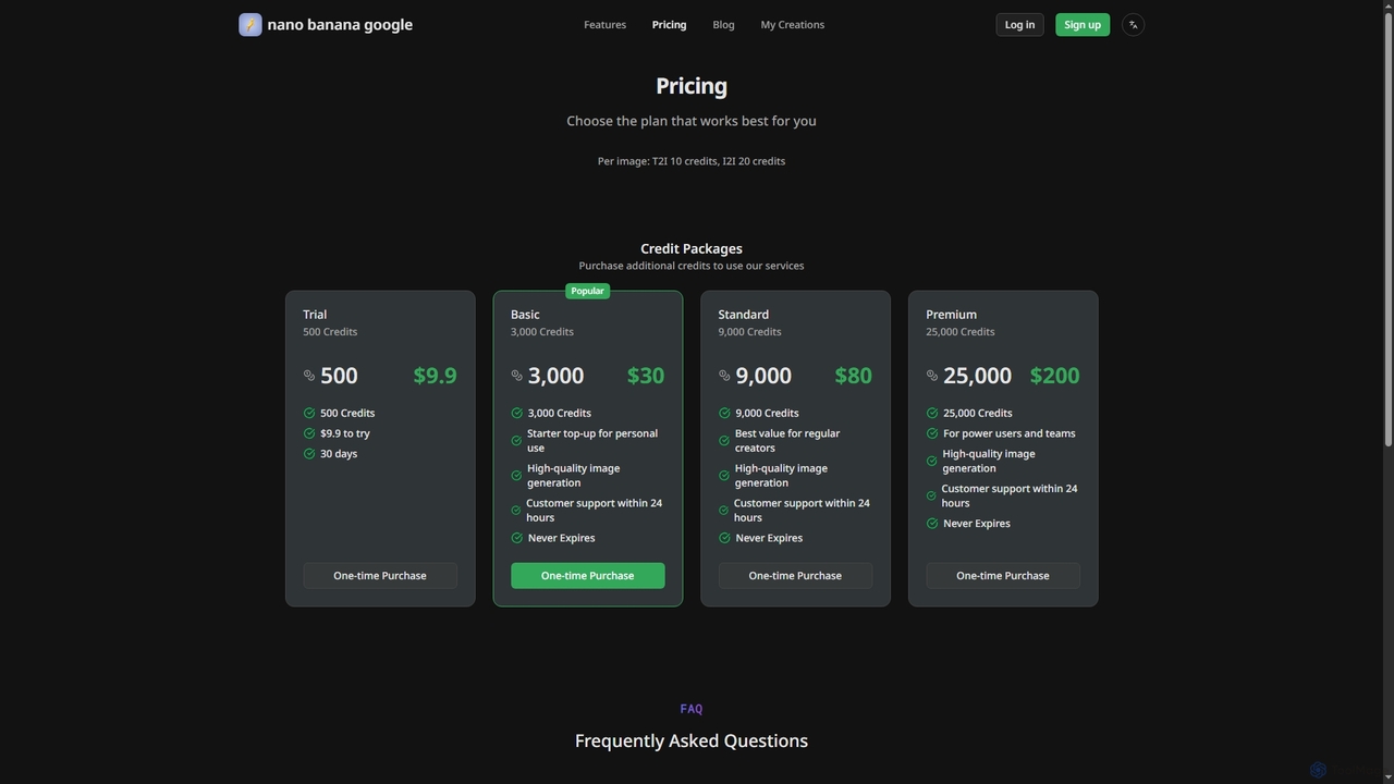 Pricing | nano banana google - AI Image Processing Platform for Nanobanana Google