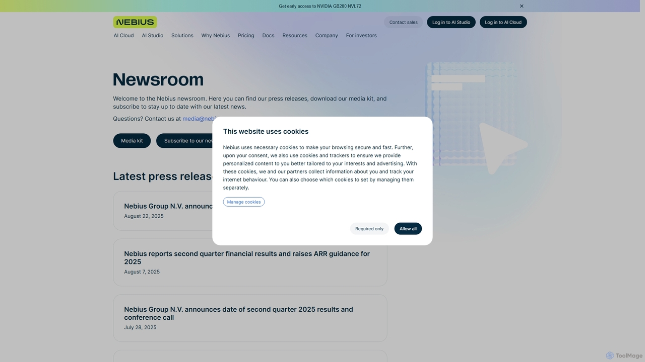 Newsroom for Nebius