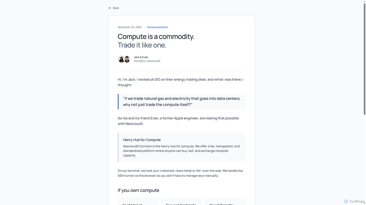 NeocloudX - Trade Compute for NeocloudX