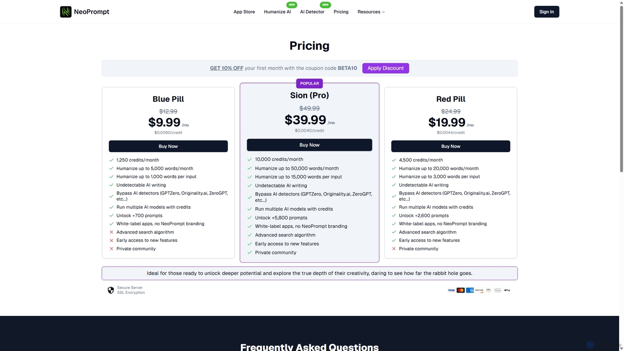 Simple Pricing, Fair for Everyone | Neoprompt.ai for neoprompt