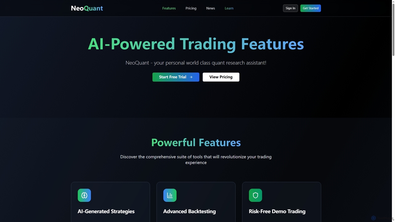 Features - AI Trading Tools & Strategy Builder | NeoQuant for Neoquant