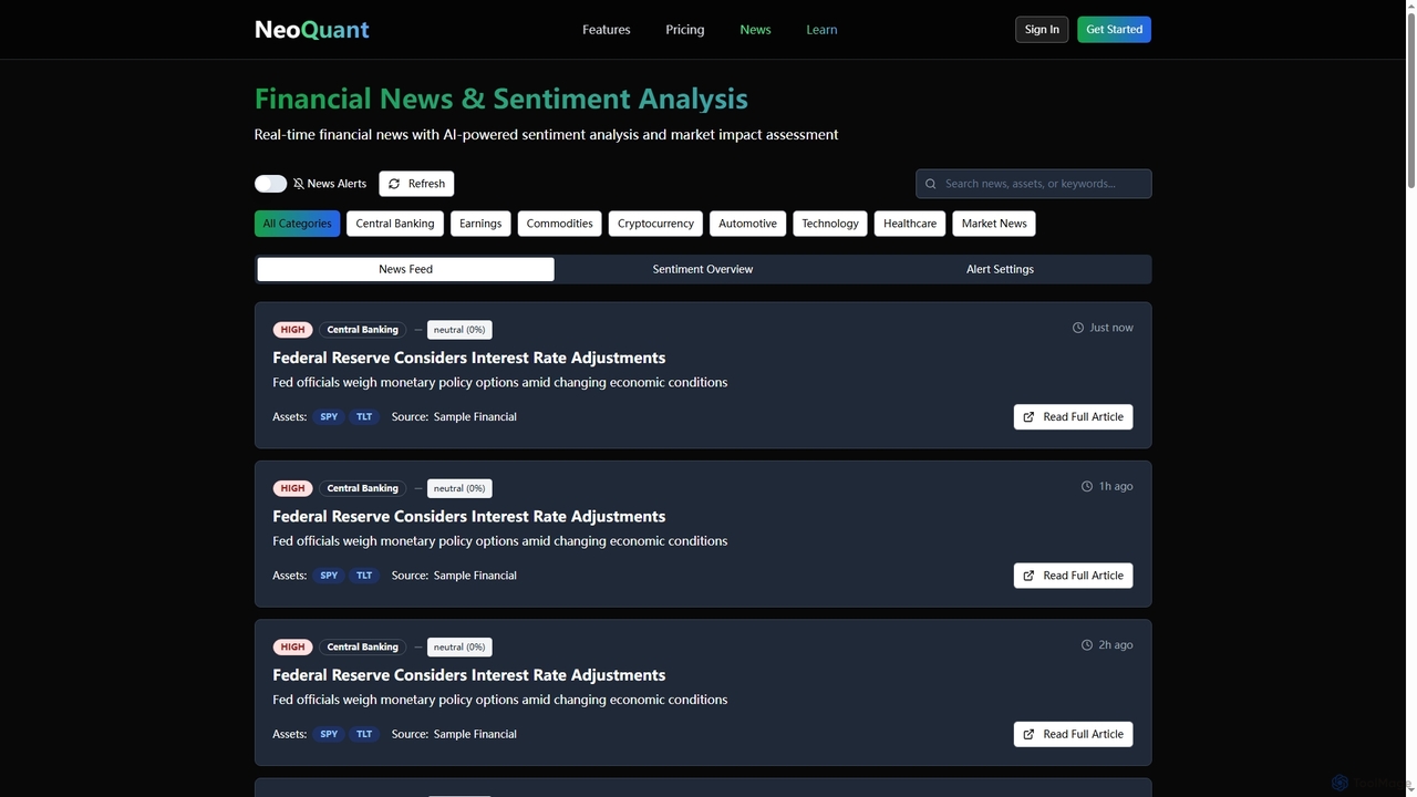 AI-Powered Financial News & Sentiment Analysis | NeoQuant for Neoquant