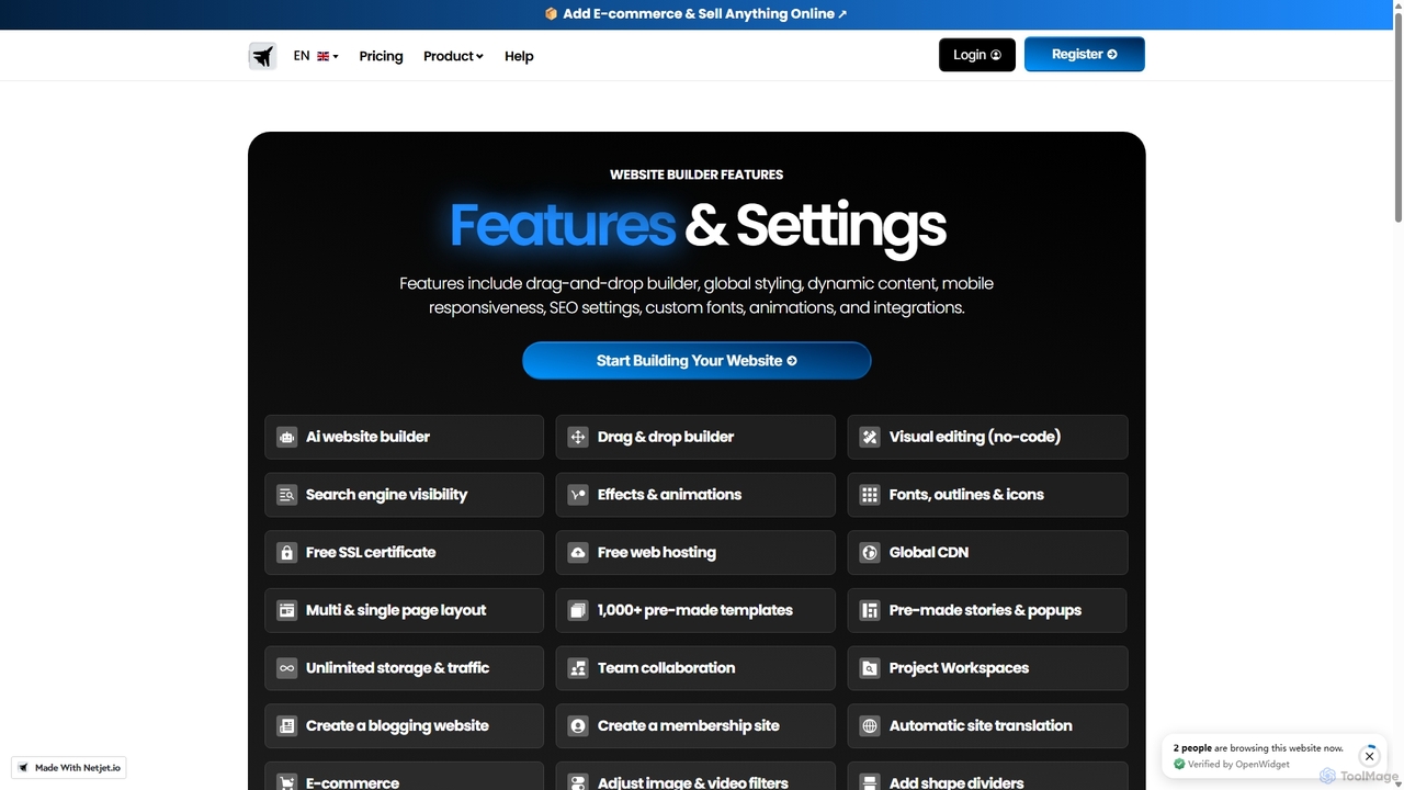 Advanced Features & Settings for Your Website | Netjet.io for Netjet