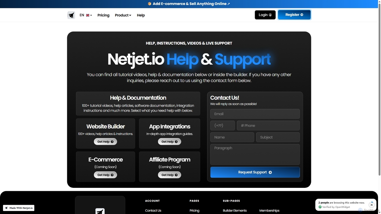 Help | AI Website Builder | Create SEO-Optimized Sites Fast with Netjet.io for Netjet