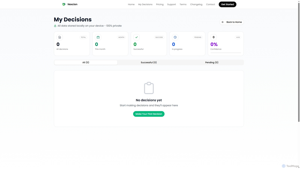 My Decisions | Your Personal Decision History - Nexicon | Nexcion - AI Decision Assistant for Nexcion