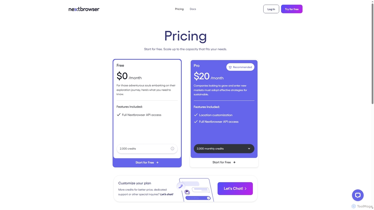 Nextbrowser Pricing Plans | AI-Powered Browser for Automation for Nextbrowser