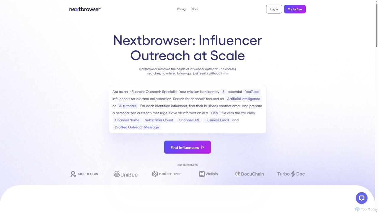 Search Influencers with Nextbrowser - AI Workflow for Outreach Automation for Nextbrowser