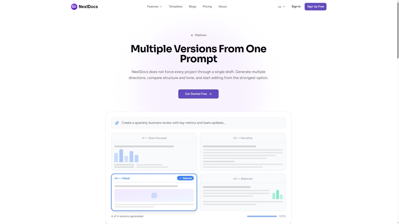 Multiple Versions From One Prompt - NextDocs for NextDocs