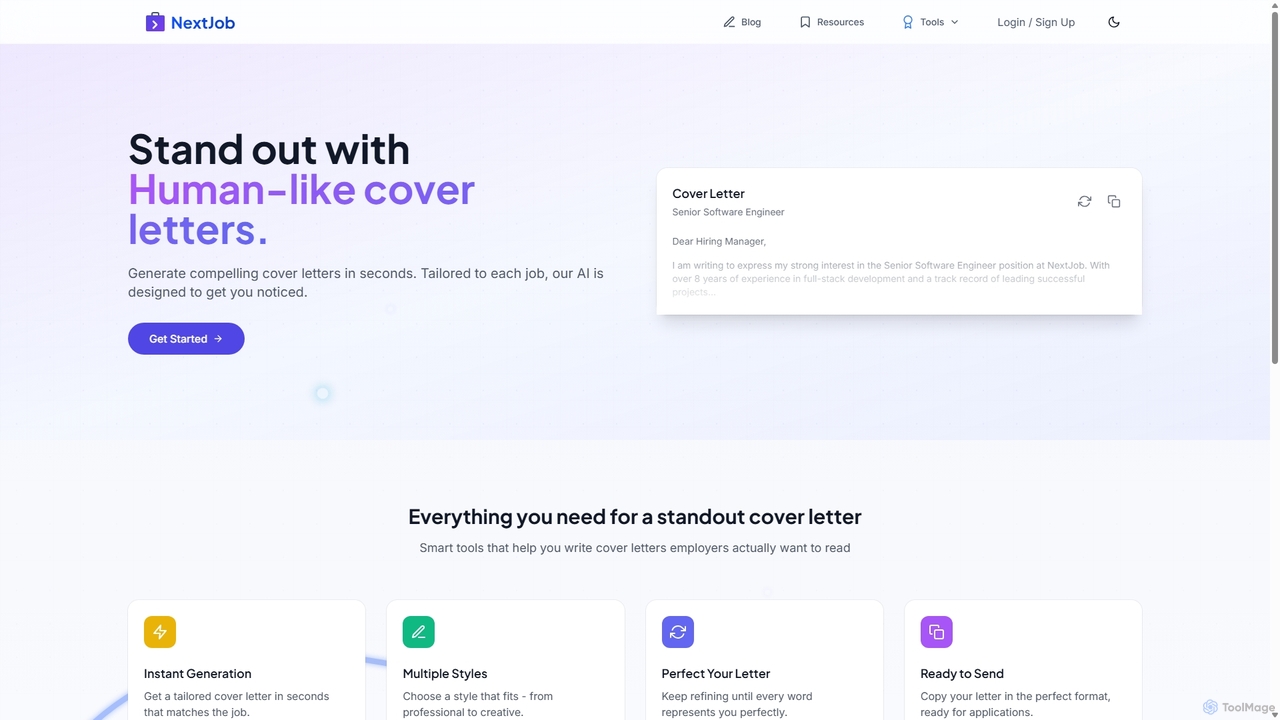 AI Cover Letter Generator - NextJob for NextJob