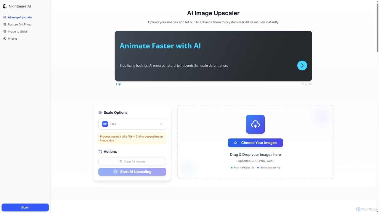 Nightmare AI | Free Image Upscaler, up to 4K Resolution for Nightmare AI