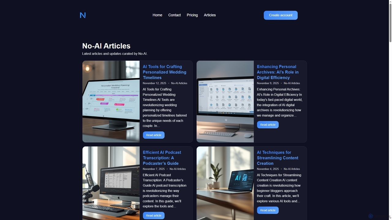 AI Articles for WordPress – SEO Blog by No-AI for Noaiseo