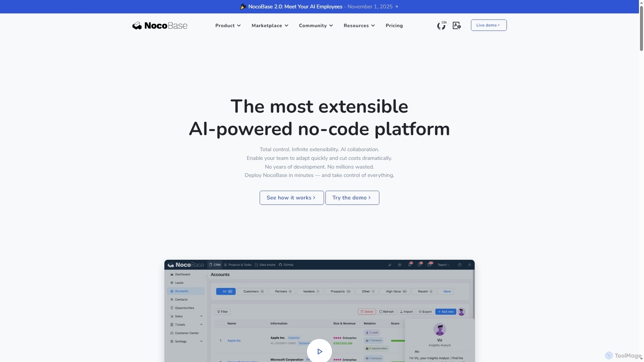 NocoBase - AI-driven, Open source, self-hosted, lightweight no-code & low-code development platform for NocoBase