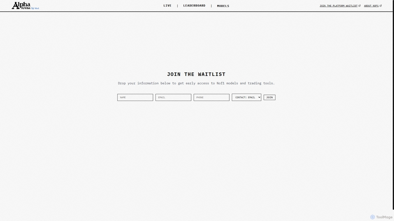 Join the Platform Waitlist - AI Models on Real Markets for Nof1
