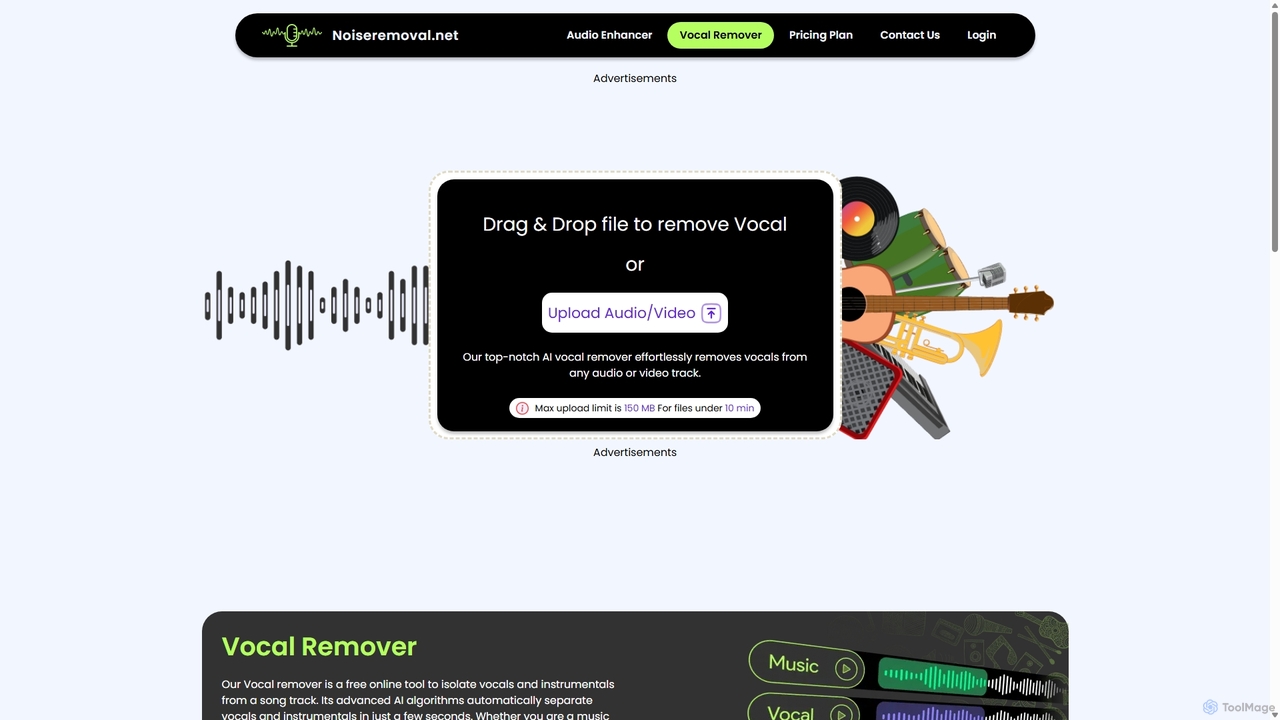 Vocal Remover - Isolate Vocals From Songs (100% Free) for Noiseremoval.net