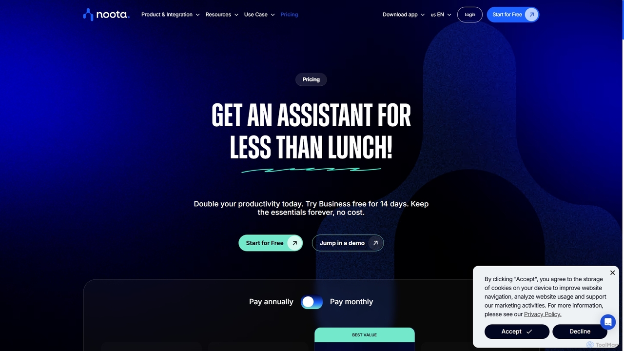 Noota Pricing | Find the Perfect Plan for Your Team for Noota