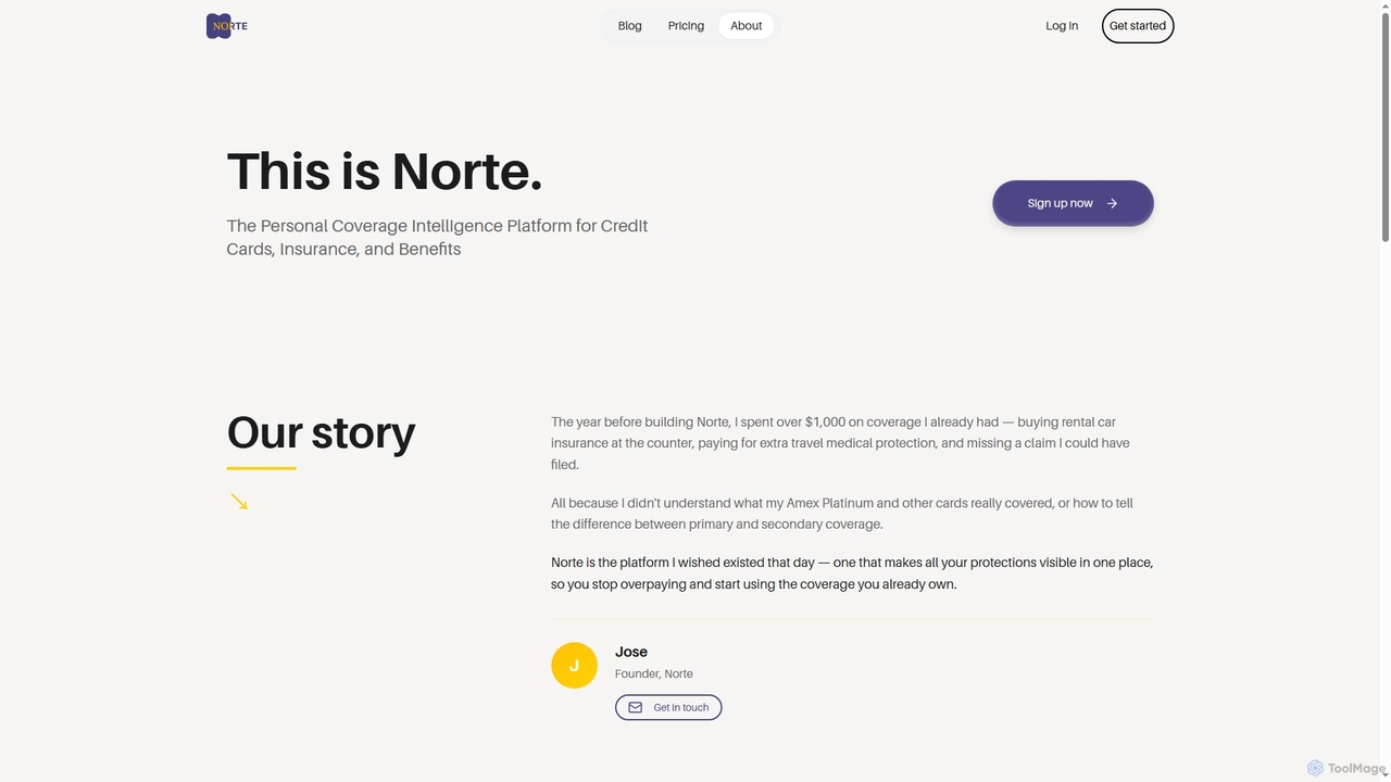 About Norte — Personal Coverage Intelligence for Credit Cards & Insurance for Norte