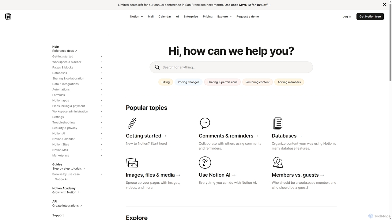 Help, Support, and Documentation for Notion for Notion