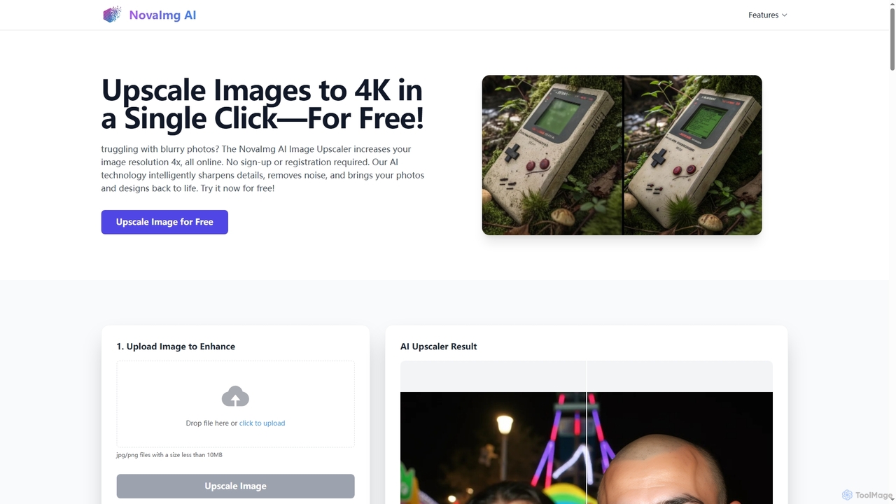Free AI Image Upscaler - Upscale Images to 4K Online | NovaImg AI for Novaimg