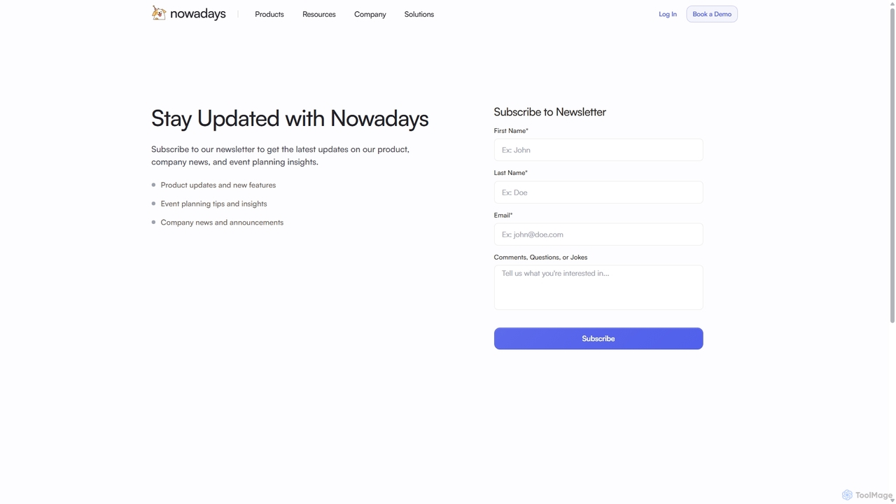 Newsletter Signup - Stay Updated | Nowadays for Nowadays