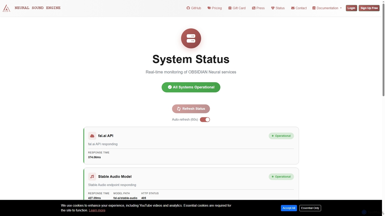 System Status - OBSIDIAN Neural for Obsidian Neural