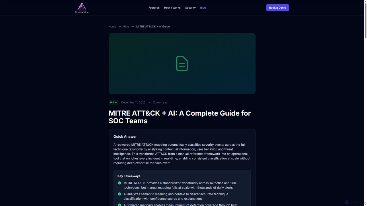 MITRE ATT&CK + AI: A Complete Guide for SOC Teams — ObsidianOne Blog for ObsidianOne