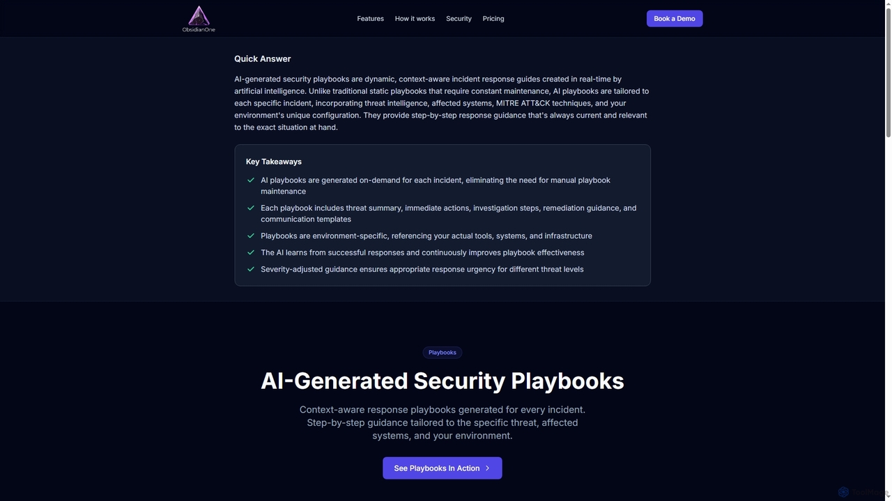 AI Security Playbooks — ObsidianOne | Automated Response Playbooks for ObsidianOne