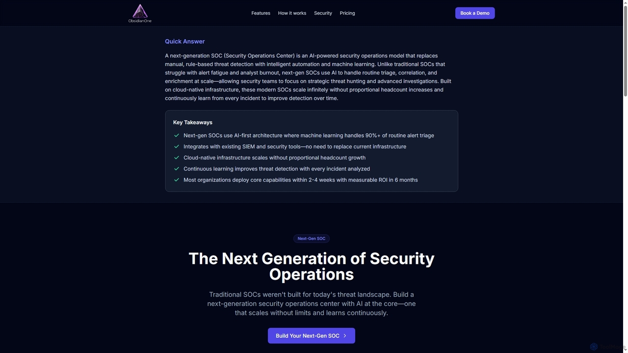 Next-Gen SOC — ObsidianOne | Future of Security Operations for ObsidianOne