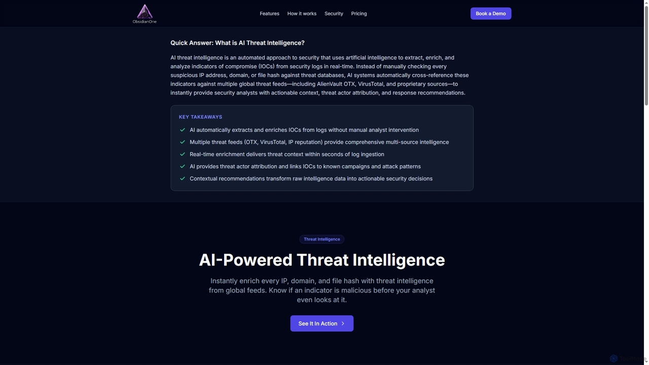 AI Threat Intelligence — ObsidianOne | Automated Threat Enrichment for ObsidianOne
