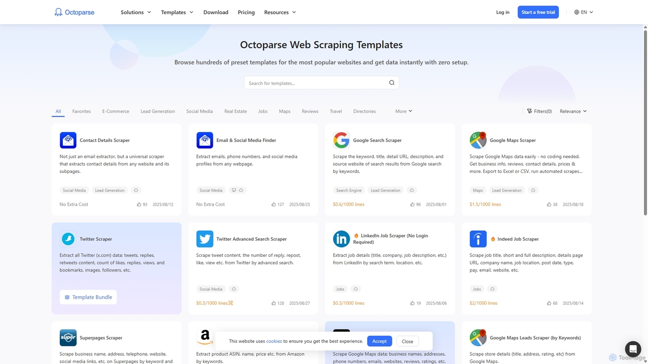 Octoparse Templates - Extract Data Easily Online for Octoparse