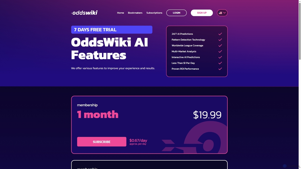 Pricing & Plans - AI Sports Betting Analysis Subscription | OddsWiki for Oddswiki