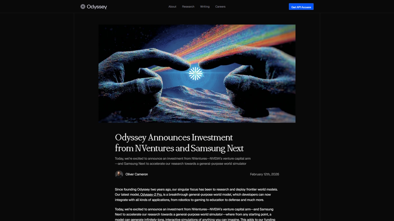 Odyssey Announces Investment from NVentures and Samsung Next for Odyssey