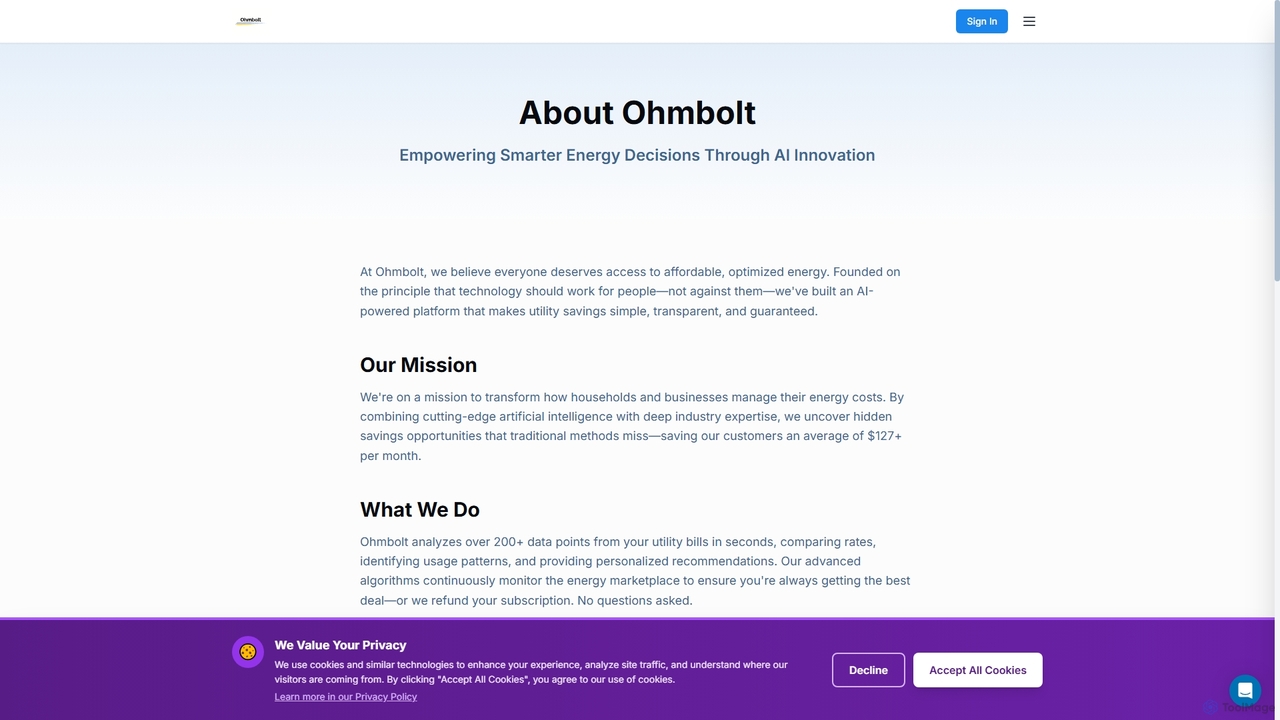 Ohmbolt - AI-Powered Utility Bill Analysis | Find $100+ in Annual Savings for Ohmbolt