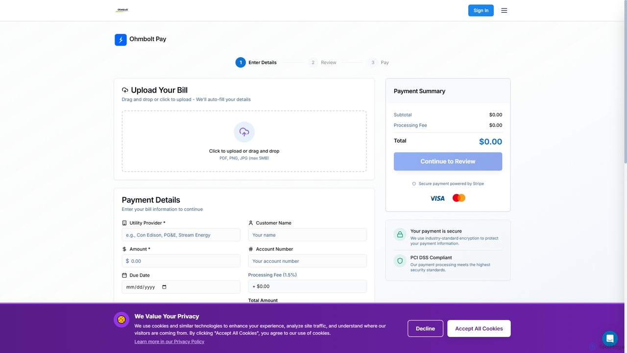 Ohmbolt - AI-Powered Utility Bill Analysis | Find $100+ in Annual Savings for Ohmbolt