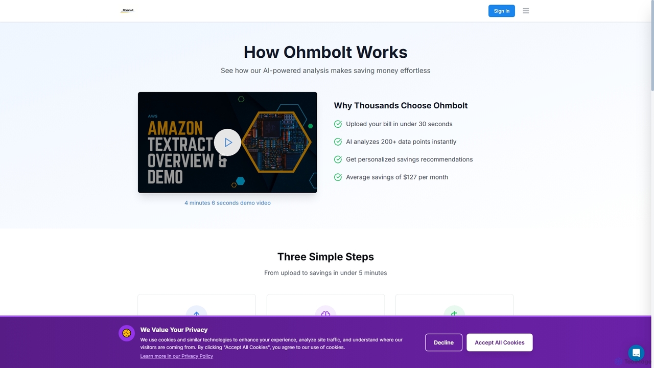 Ohmbolt - AI-Powered Utility Bill Analysis | Find $100+ in Annual Savings for Ohmbolt
