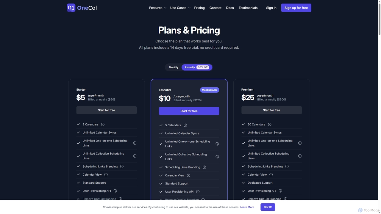 Pricing, Plans & Features | OneCal for OneCal