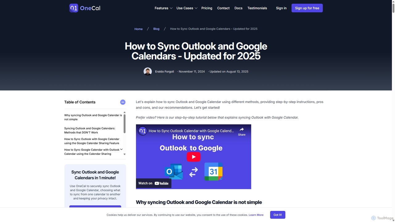 How to Sync Outlook and Google Calendars - Updated for 2025 for OneCal