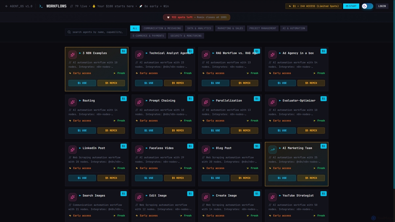 $1 AI Workflow Automation Platform - Rent or Own n8n Agents for Onedollaragent